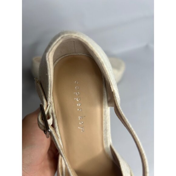 Copper Key Womens Platform Heeled Sandals 8M Beige Linen Blend Knotted Strap - Picture 2 of 9